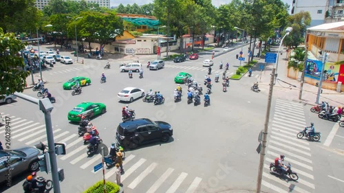 Ho chi minh city traffic at Intersection , Vietnam photo