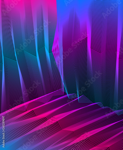 Vector surreal illusion art for design, line art 3d dimensional textured inner space, hallucinogen drug trip theme. Fantastic psychedelic trendy modern op art, optical dimensional illusion.