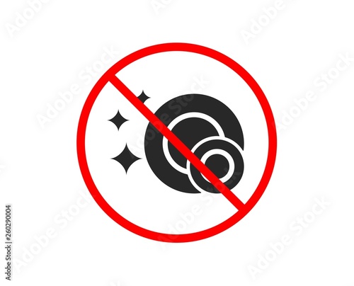 No or Stop. Cleaning dishes icon. Dishwasher sign. Clean tableware sign. Prohibited ban stop symbol. No clean dishes icon. Vector