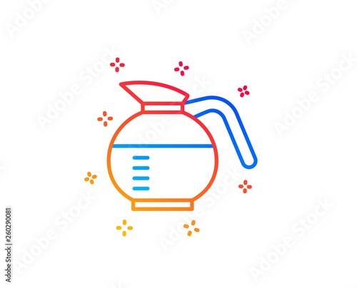 Coffeepot line icon. Coffee Hot drink sign. Brewed fresh beverage symbol. Gradient design elements. Linear coffeepot icon. Random shapes. Vector