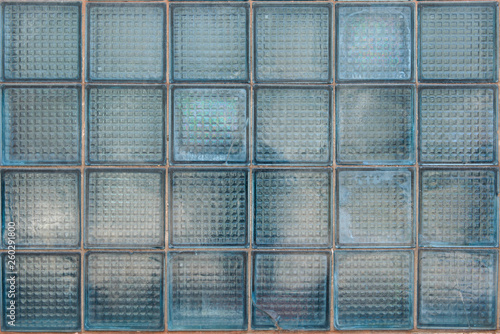 Old wall of cracked glass blocks