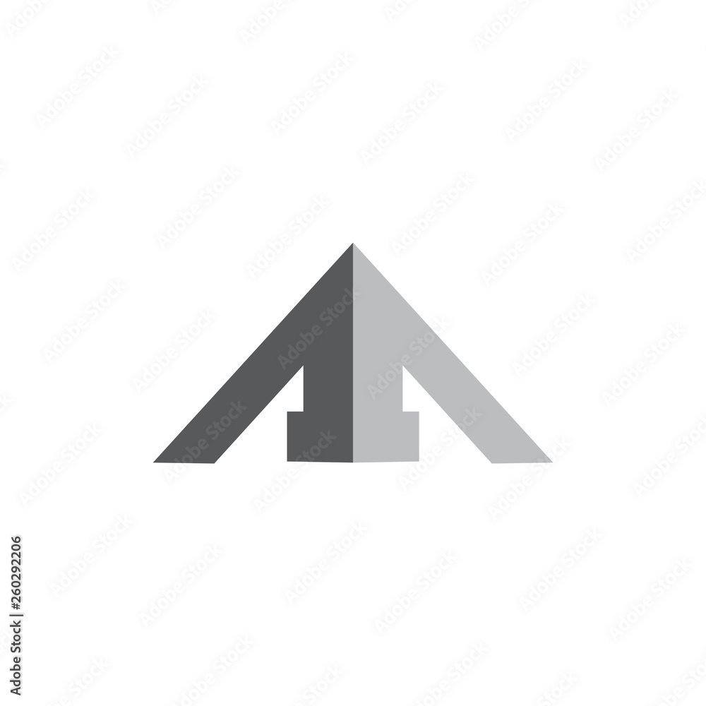 simple geometric triangle pyramid arrow logo vector