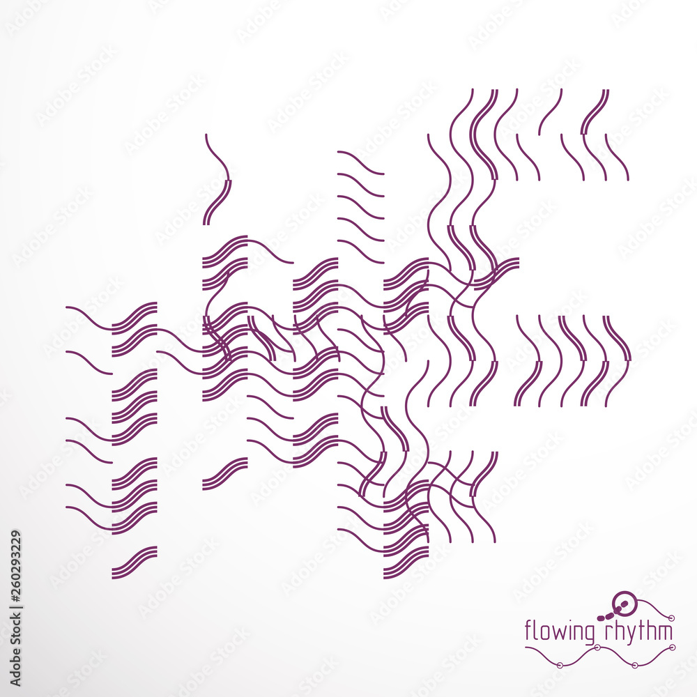 Futuristic abstract vector technology background. Abstract wavy lines pattern, art graphic illustration.