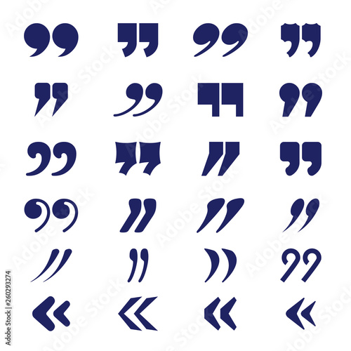 Quotation marks. Speech punctuation text vector typography collection. Punctuation mark comma for citation speech, conversation and dialog illustration