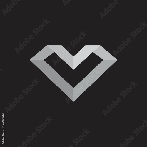 abstract letter mv 3d geometric gradient logo vector