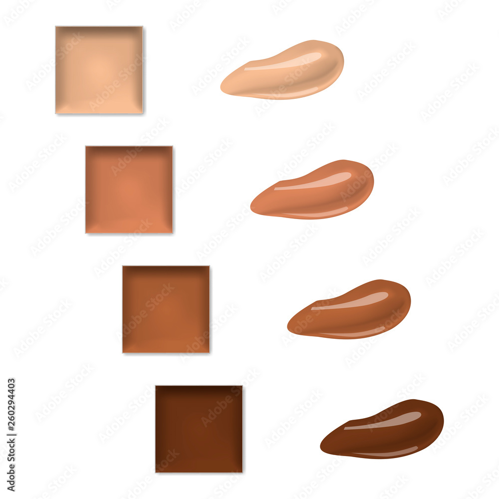 Make-up palette with smear samples isolated on white background, realistic illustration. Makeup concealer, cream eyeshadow or lipstick, vector template Make-up palette with smear samples isolated on white background, realistic illustration. Makeup concealer, cream eyeshadow or lipstick, vector template