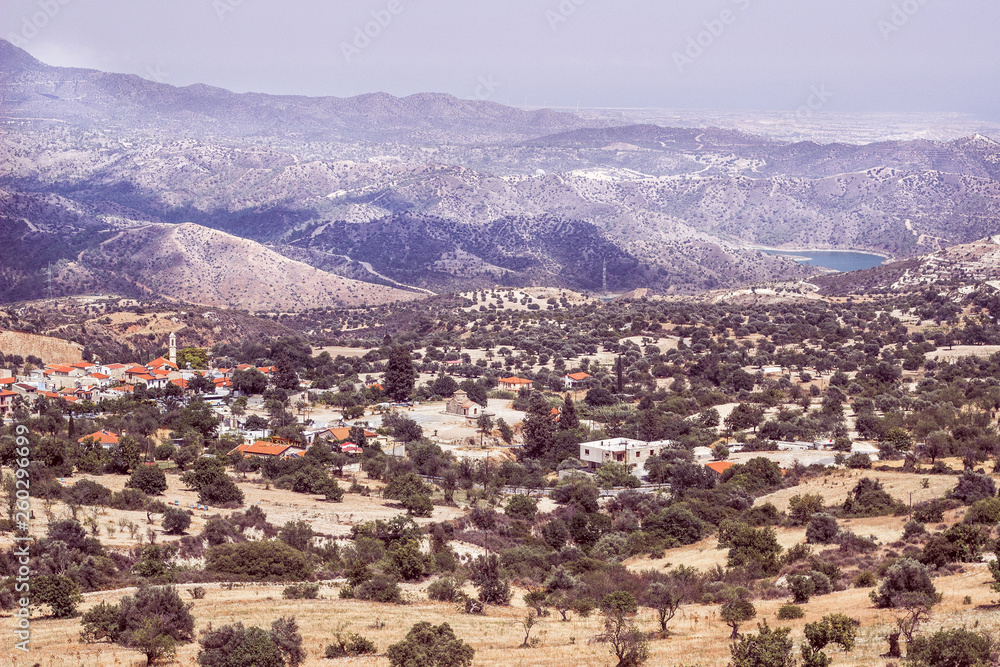 Village on the island of Cyprus.  View on the village and mountains
