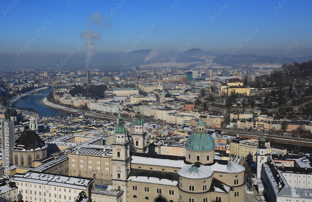 salzburg austria cityscape in aereal view