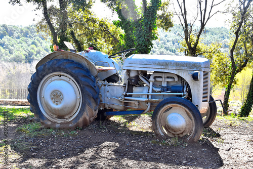 old tractor in the field of Provence, France