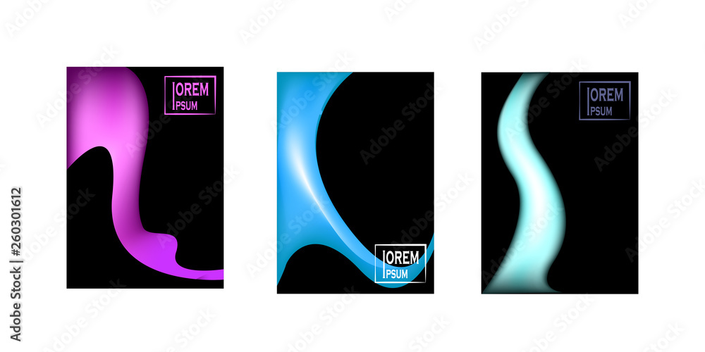 Dynamic colorful poster set with fluid shapes for banner, web, header, page, cover, billboard, brochure, print vector