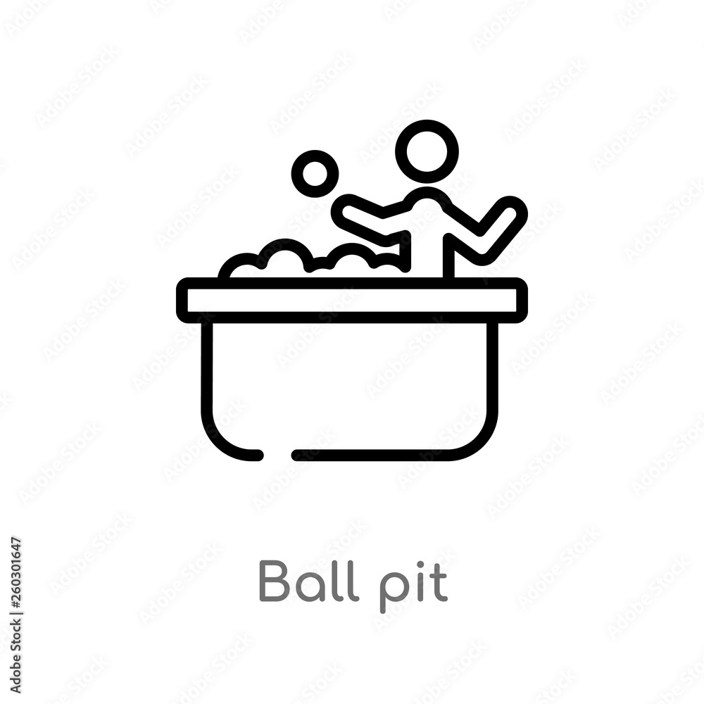 outline ball pit vector icon. isolated black simple line element illustration from activity and hobbies concept. editable vector stroke ball pit icon on white background outline ball pit vector icon. isolated black simple line element illustration from activity and hobbies concept. editable vector stroke ball pit icon on white background