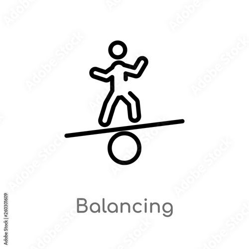 outline balancing vector icon. isolated black simple line element illustration from activity and hobbies concept. editable vector stroke balancing icon on white background