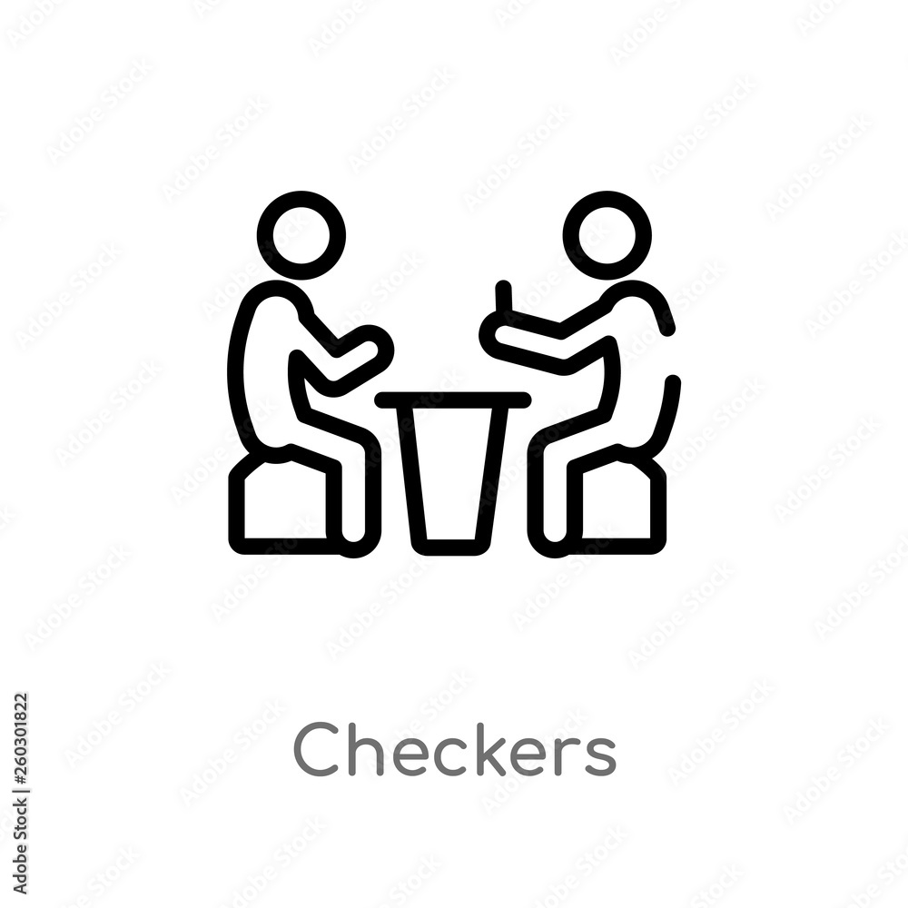 outline checkers vector icon. isolated black simple line element illustration from activity and hobbies concept. editable vector stroke checkers icon on white background outline checkers vector icon. isolated black simple line element illustration from activity and hobbies concept. editable vector stroke checkers icon on white background