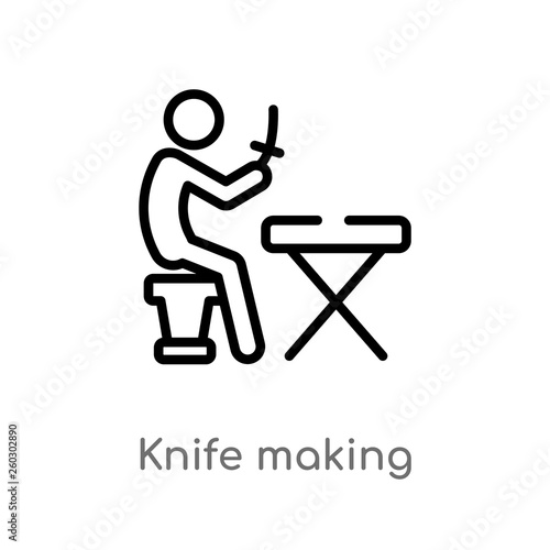 outline knife making vector icon. isolated black simple line element illustration from activity and hobbies concept. editable vector stroke knife making icon on white background