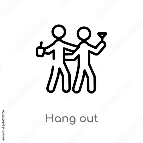 outline hang out vector icon. isolated black simple line element illustration from activities concept. editable vector stroke hang out icon on white background