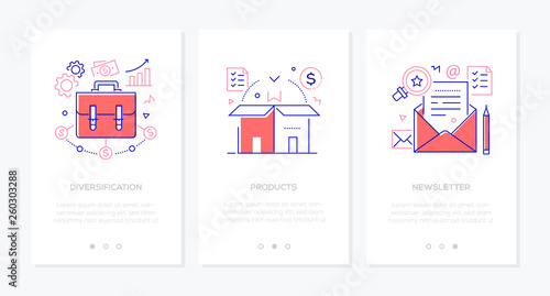 Business and finance - set of line design style vertical web banners