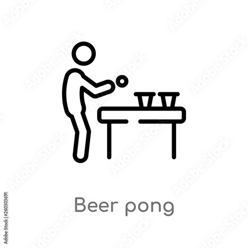 outline beer pong vector icon. isolated black simple line element illustration from activities concept. editable vector stroke beer pong icon on white background