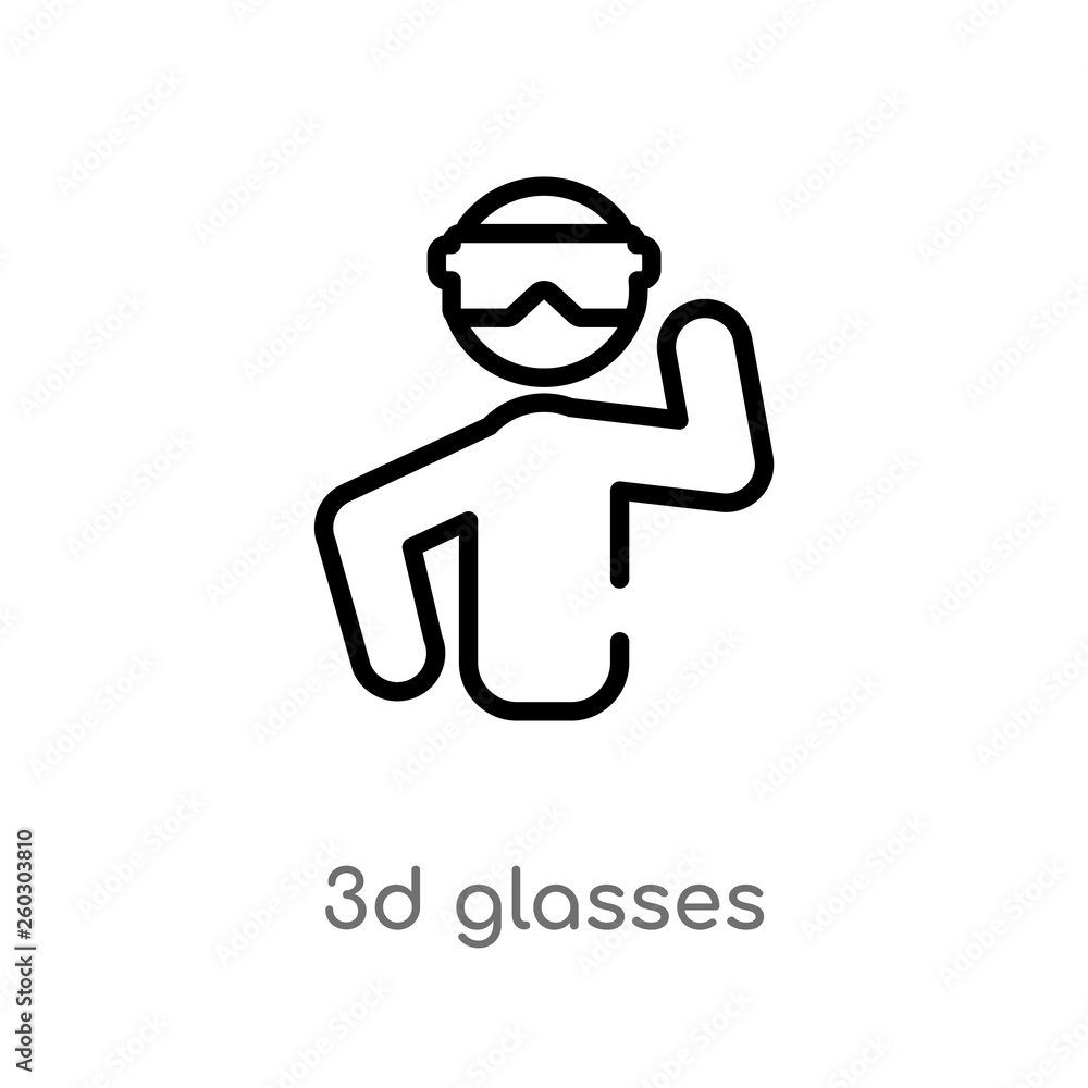 outline 3d glasses vector icon. isolated black simple line element illustration from outdoor activities concept. editable vector stroke 3d glasses icon on white background