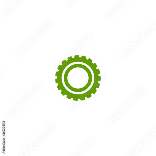 Gear icon isolated on white. Combination of two green pinions.