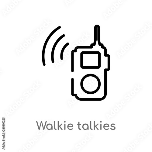 outline walkie talkies vector icon. isolated black simple line element illustration from outdoor activities concept. editable vector stroke walkie talkies icon on white background