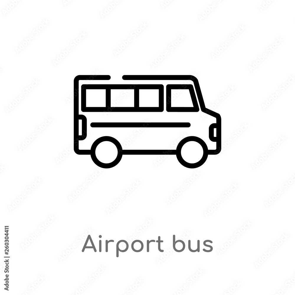 outline airport bus vector icon. isolated black simple line element illustration from airport terminal concept. editable vector stroke airport bus icon on white background outline airport bus vector icon. isolated black simple line element illustration from airport terminal concept. editable vector stroke airport bus icon on white background