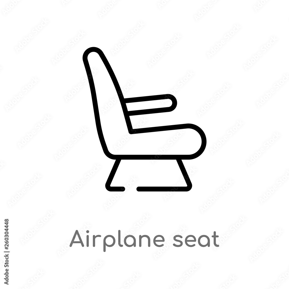 outline airplane seat vector icon. isolated black simple line element illustration from airport terminal concept. editable vector stroke airplane seat icon on white background outline airplane seat vector icon. isolated black simple line element illustration from airport terminal concept. editable vector stroke airplane seat icon on white background