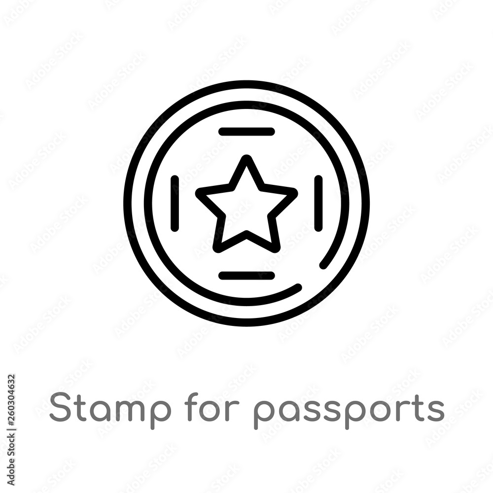 outline stamp for passports vector icon. isolated black simple line element illustration from airport terminal concept. editable vector stroke stamp for passports icon on white background outline stamp for passports vector icon. isolated black simple line element illustration from airport terminal concept. editable vector stroke stamp for passports icon on white background