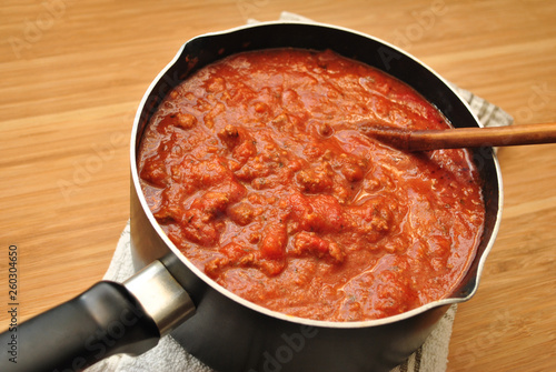 Preparing a Pan of Classic Italian Bolognese Sauce