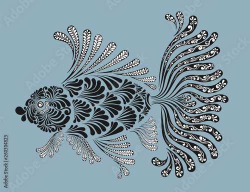 ornamental fish with lush fins