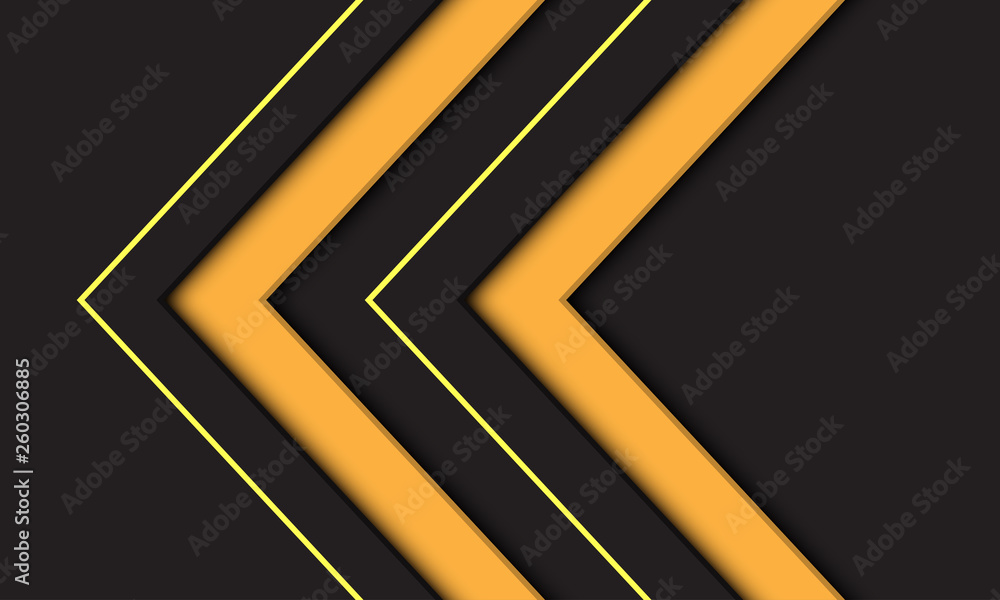 Abstract yellow twin arrow direction on grey design modern futuristic background vector illustration.