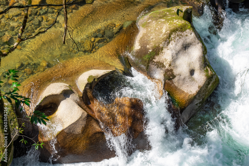 鬼の舌震 鬼の落涙岩 The Torrent And The Rocks With Potholes Look Like Wailing Mourner At Oni No Shitaburui Gorge In Okuizumo Town Shimane Pref Japan Stock Photo Adobe Stock