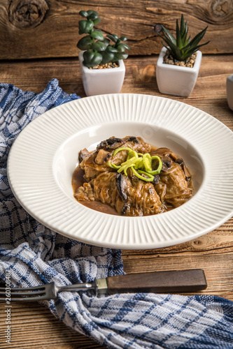 Stuffed cabbage with meat and rice.