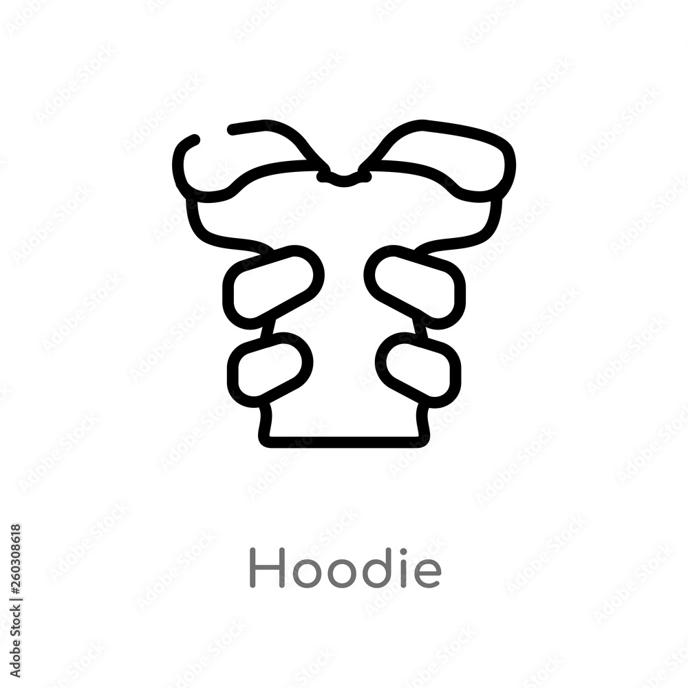 outline hoodie vector icon. isolated black simple line element illustration from american football concept. editable vector stroke hoodie icon on white background outline hoodie vector icon. isolated black simple line element illustration from american football concept. editable vector stroke hoodie icon on white background