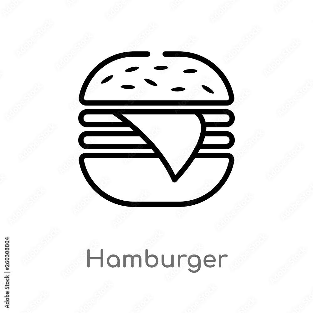outline hamburger vector icon. isolated black simple line element illustration from american football concept. editable vector stroke hamburger icon on white background outline hamburger vector icon. isolated black simple line element illustration from american football concept. editable vector stroke hamburger icon on white background