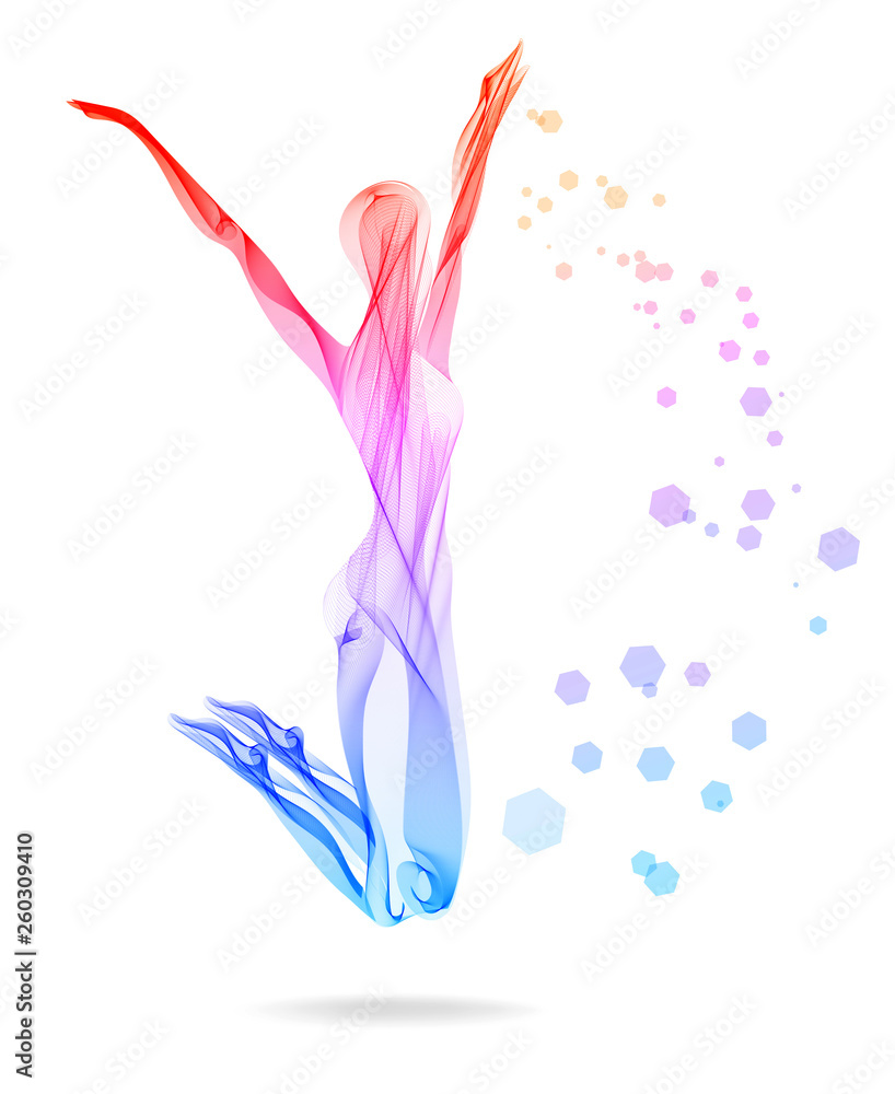 Fototapeta premium Woman dancer, flying figure