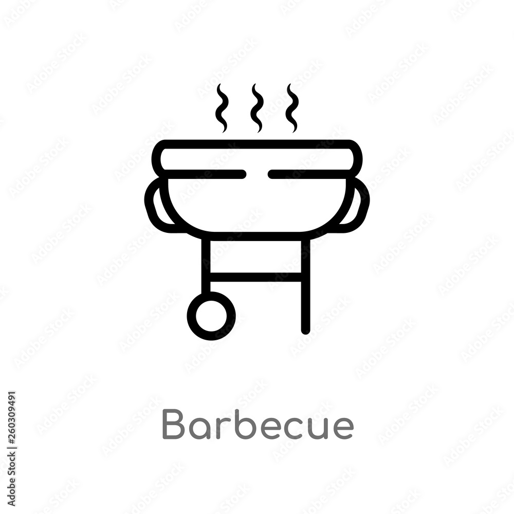 outline barbecue vector icon. isolated black simple line element illustration from american football concept. editable vector stroke barbecue icon on white background