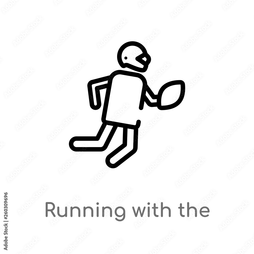 outline running with the ball vector icon. isolated black simple line element illustration from american football concept. editable vector stroke running with the ball icon on white background