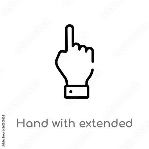 outline hand with extended pointing finger vector icon. isolated black simple line element illustration from american football concept. editable vector stroke hand with extended pointing finger icon