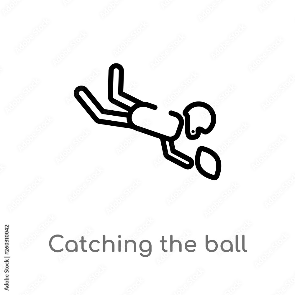outline catching the ball vector icon. isolated black simple line element illustration from american football concept. editable vector stroke catching the ball icon on white background outline catching the ball vector icon. isolated black simple line element illustration from american football concept. editable vector stroke catching the ball icon on white background