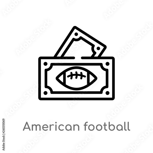 outline american football game ticket vector icon. isolated black simple line element illustration from american football concept. editable vector stroke american football game ticket icon on white