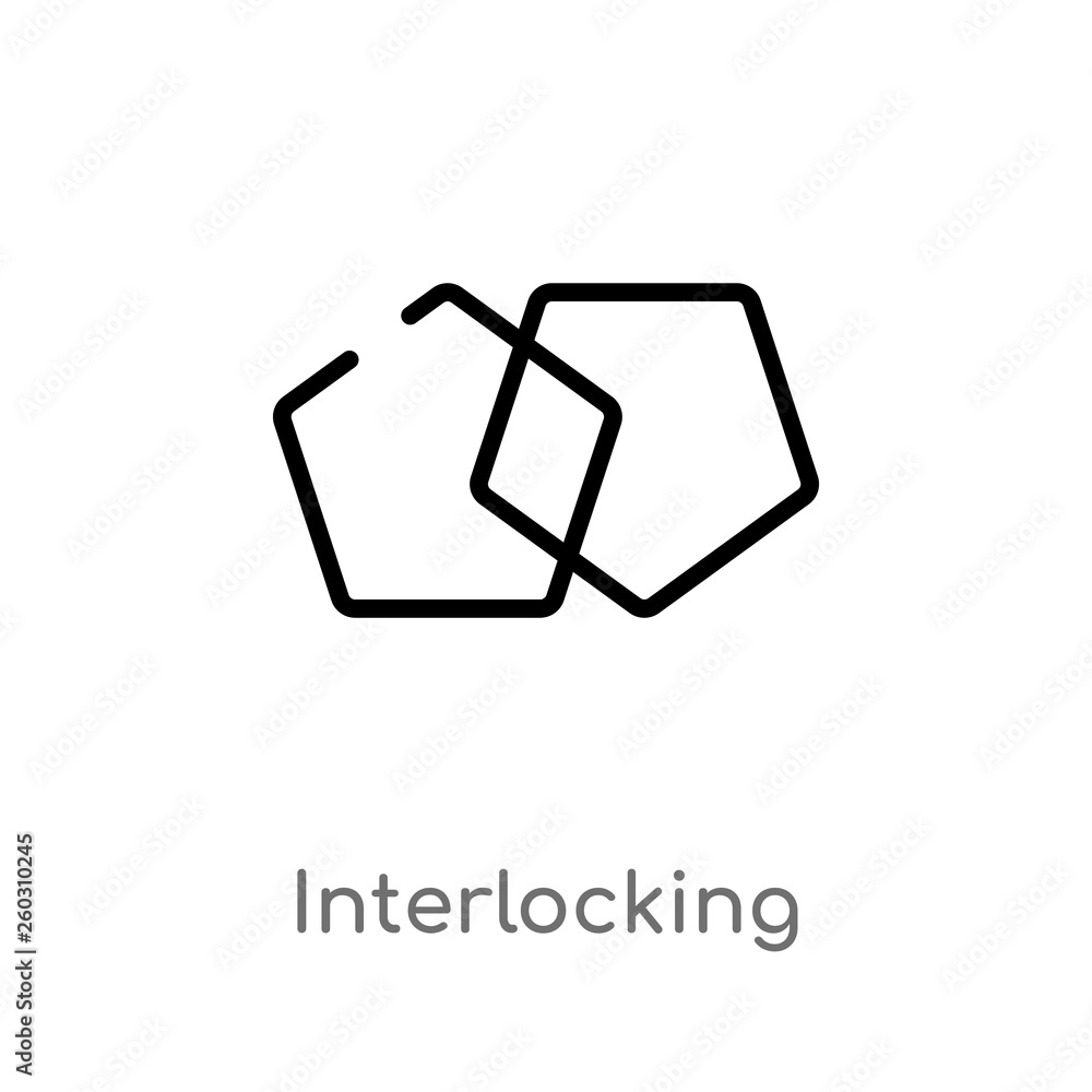outline interlocking vector icon. isolated black simple line element illustration from analytics concept. editable vector stroke interlocking icon on white background outline interlocking vector icon. isolated black simple line element illustration from analytics concept. editable vector stroke interlocking icon on white background