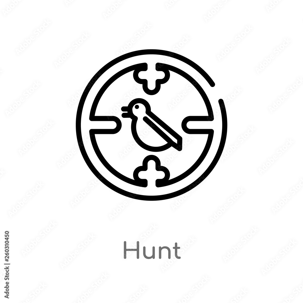 outline hunt vector icon. isolated black simple line element illustration from animals concept. editable vector stroke hunt icon on white background outline hunt vector icon. isolated black simple line element illustration from animals concept. editable vector stroke hunt icon on white background