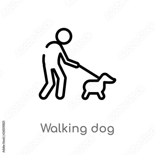 outline walking dog vector icon. isolated black simple line element illustration from animals concept. editable vector stroke walking dog icon on white background