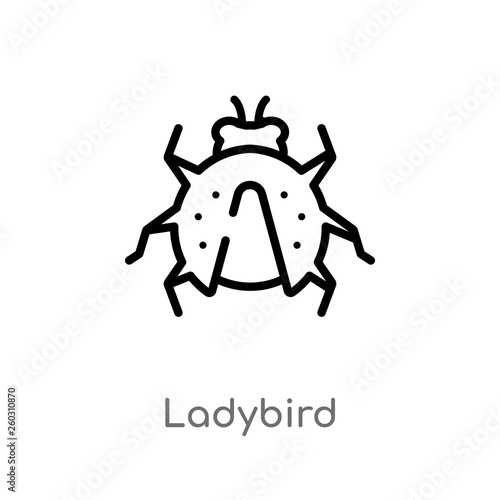 outline ladybird vector icon. isolated black simple line element illustration from animals concept. editable vector stroke ladybird icon on white background