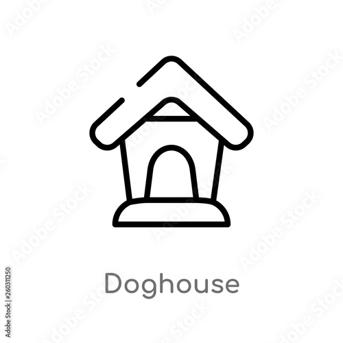 outline doghouse vector icon. isolated black simple line element illustration from animals concept. editable vector stroke doghouse icon on white background