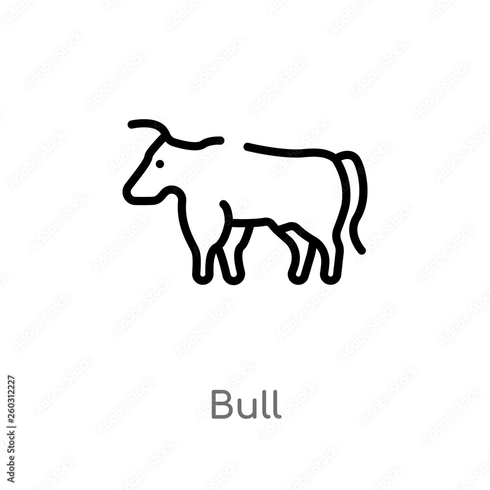 outline bull vector icon. isolated black simple line element illustration from animals concept. editable vector stroke bull icon on white background outline bull vector icon. isolated black simple line element illustration from animals concept. editable vector stroke bull icon on white background