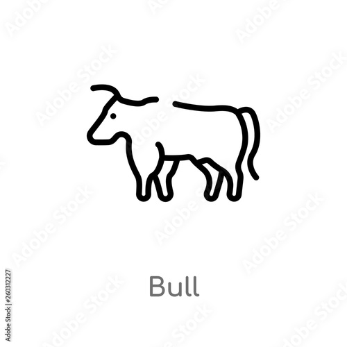 outline bull vector icon. isolated black simple line element illustration from animals concept. editable vector stroke bull icon on white background