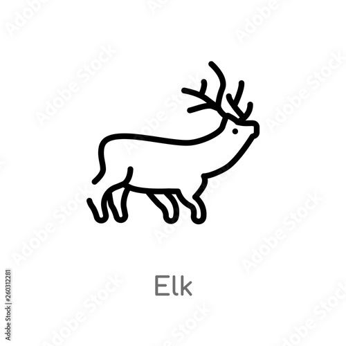 outline elk vector icon. isolated black simple line element illustration from animals concept. editable vector stroke elk icon on white background
