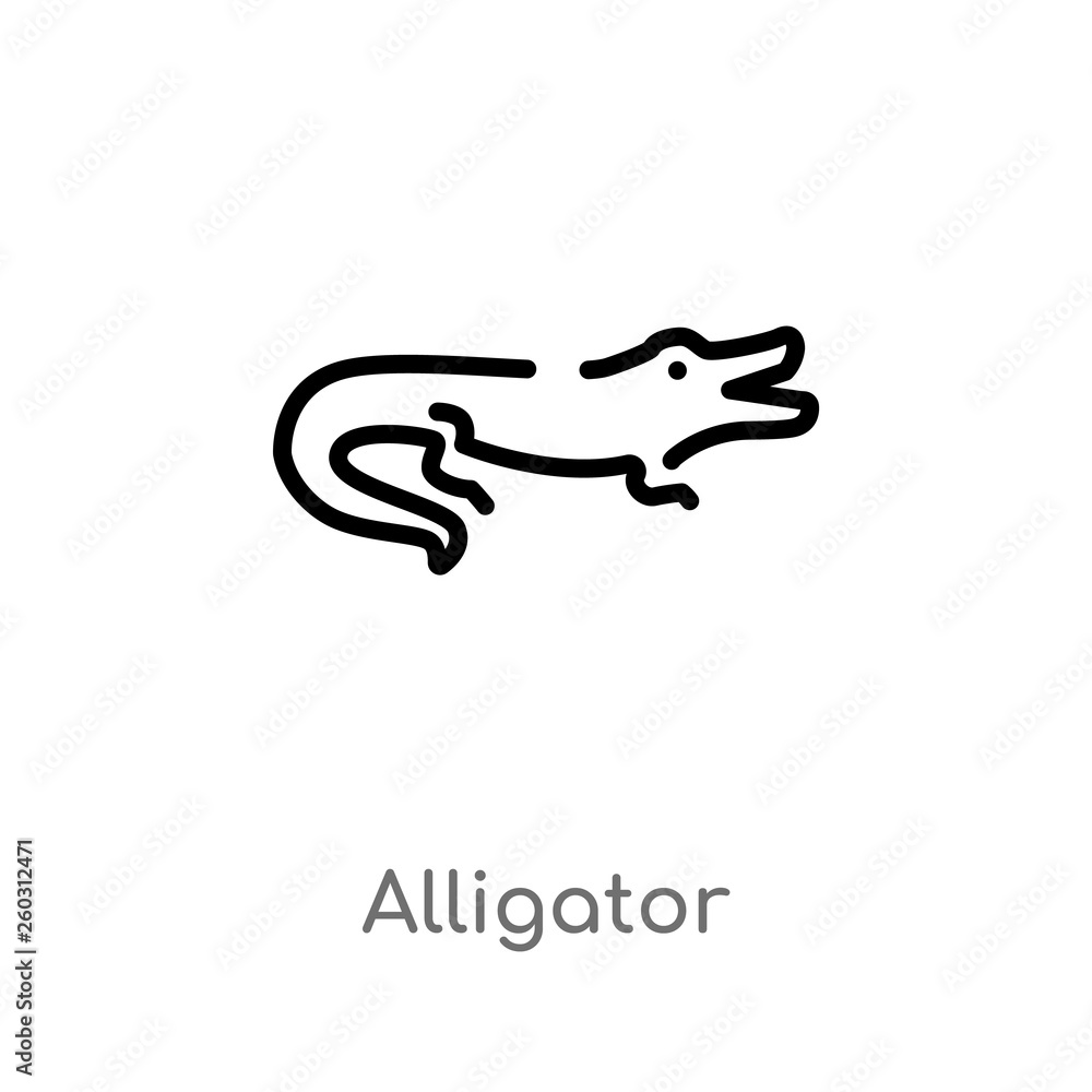 Fototapeta premium outline alligator vector icon. isolated black simple line element illustration from animals concept. editable vector stroke alligator icon on white background