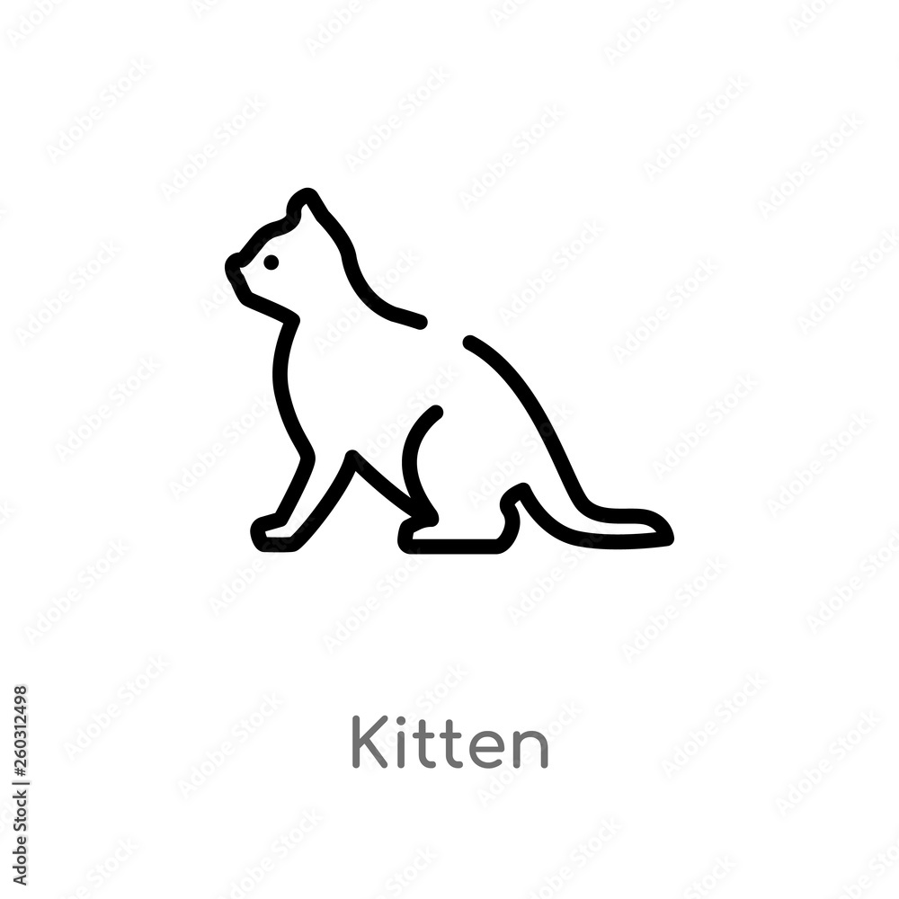 outline kitten vector icon. isolated black simple line element illustration from animals concept. editable vector stroke kitten icon on white background